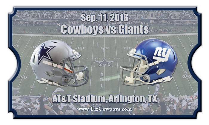 Dallas Cowboys Vs New York Giants Football Tickets Sep 11 2016 8325