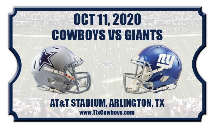 Dallas Cowboys vs New York Giants Football Tickets  10/11/20