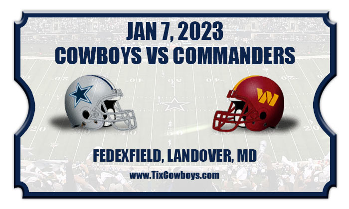 Dallas Cowboys Vs Washington Commanders Football Tickets 01 08 23   2022 Cowboys Vs Commanders2 